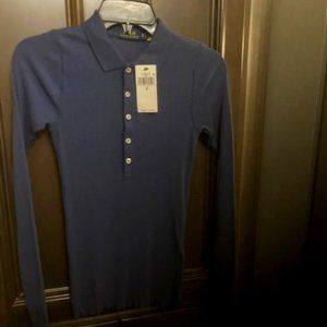 Polo Ralph Lauren Ribbed Long Sleeve Navy Polo Shirt NWT